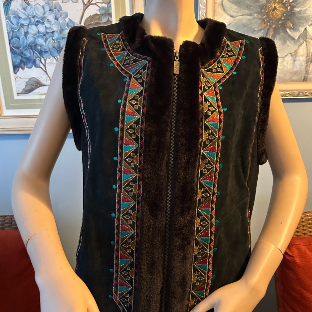 Vintage Bob Mackie suede embroidered vest